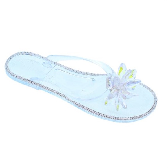 Rhinestone Iridescent Jelly Flip Flops/ Sandals - Picture 4 of 4